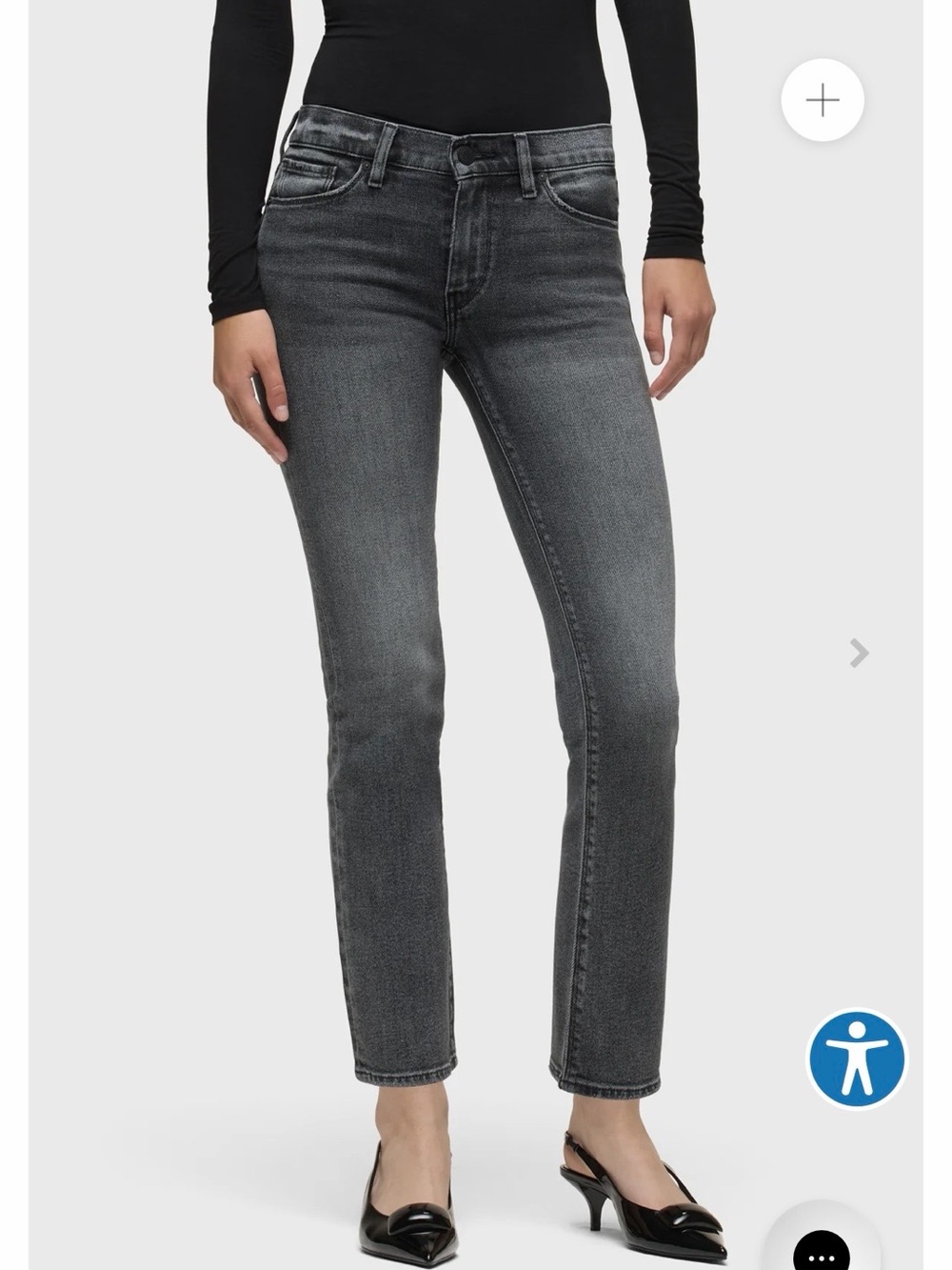 Women's Mid-Rise Slim Straight Jeans in Washed Black